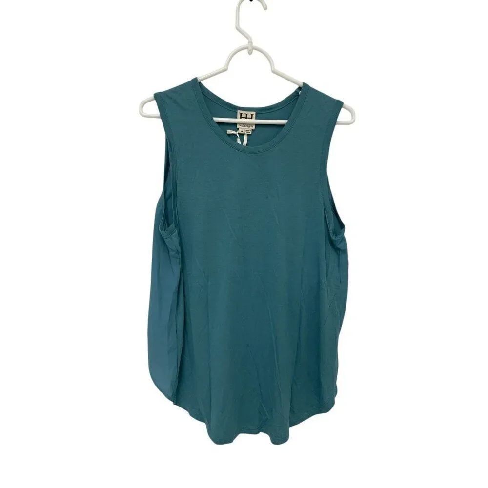 Haute Hippie Womens Tank Top Yoga Size M Teal Blue Waterfall Back NWT